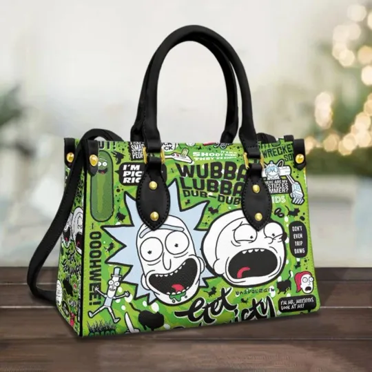 Rick and Rickandmorty Leather Handbag, Cartoon Women's Shoulder Bag, Fan Gift Idea