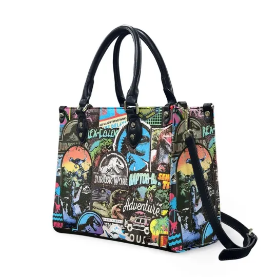 Dinosaur Leather Handbag, Jurassic Park Lover Women's Shoulder Bag, Fan Gift