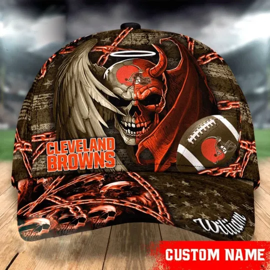 Personalized Cleveland Browns football Skull and Angel Classic Cap, Gift For Fans