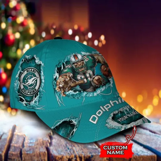Miami Dolphins Personalized Printed Classic Cap, Sport Classic Cap
