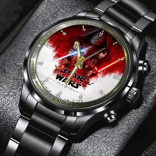 Star Wars Black Stainless Steel Watch Gift for Him