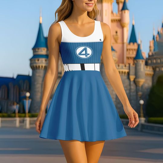 Invisible Woman Costume Skater Dress, Sue Storm Dress, Fantastic Four Cosplay Dress, Invisible Woman Outfit, Superhero Costume Dress