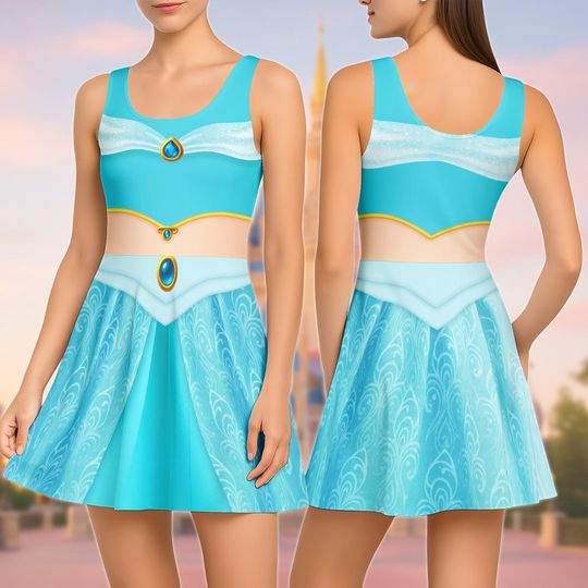 Jasmine Costume Skater Dress, Aladdin Princess Cosplay Dress, Disneybound Outfit, Princess Halloween Dress, Disneyland Trip Dress