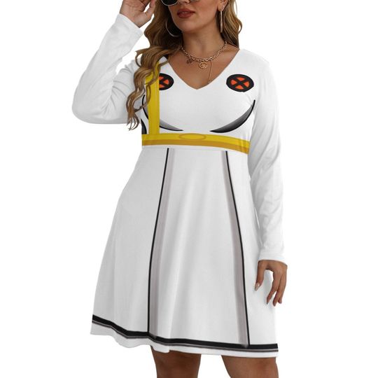 Storm X-Men Plus Size Costume,Marvel Run Disney Cosplay Dress,Halloween Long Sleeve Costume Dress