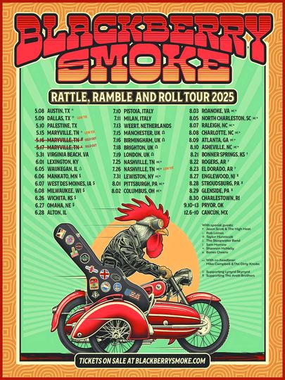Poster Blackberry Smoke Rattle, Ramble And Roll 2025 Tour Poster, gift for fans