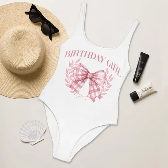 Womens Birthday Swimsuit, Celebration Swimwear, Perfect For Pool And Beach Parties