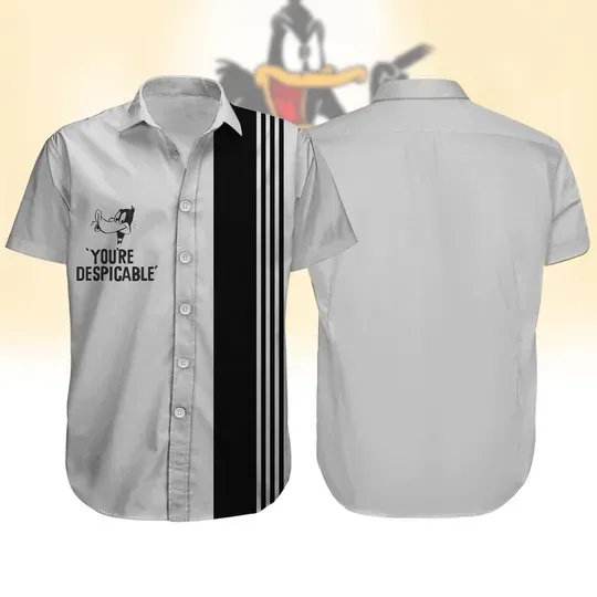 Daffy Duck You're Despicable Button Shirt, Vintage 80s Daffy Duck Hawaiian Shirt, Cartoon Summer Shirt, Vacation Daffy Shirt For Men Wo