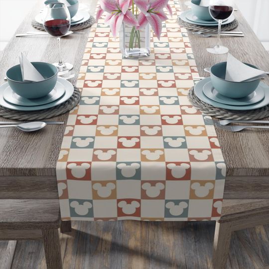 Retro Disney Mickey Mouse Table Runner for Kitchen and Dining Decor