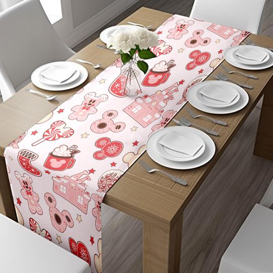 Disney Christmas Table Runner with Mickey Ears, Kitchen & Table Decor
