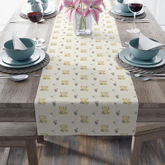 Winnie the Pooh and Piglet Dandelion Table Runner, Home Decor, Kitchen Linen, Dining Room, Housewarming Gift