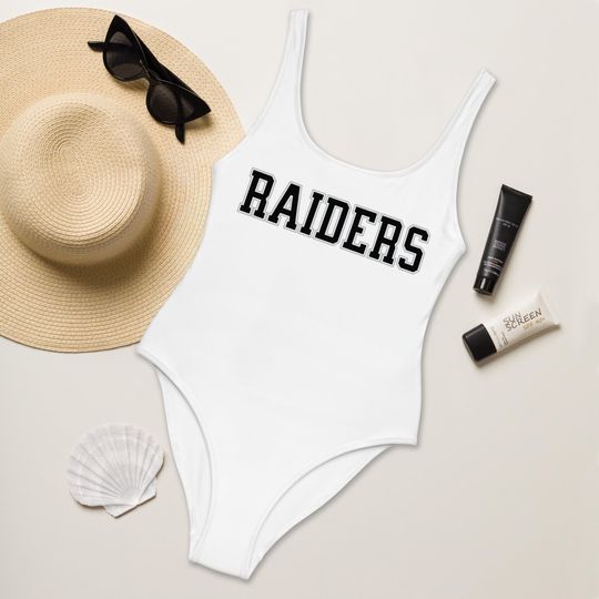 Raiders Football Swimsuit, Team Game Day Bathing Suit, Sports Fan Outfit