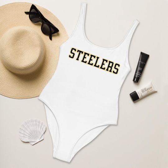 Steeler Football Swimsuit, Womens Game Day Bathing Suit, Sporty Fan Swimwear