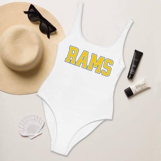Rams Football Swimsuit, Womens Game Day Bathing Suit, Sporty Fan Swimwear