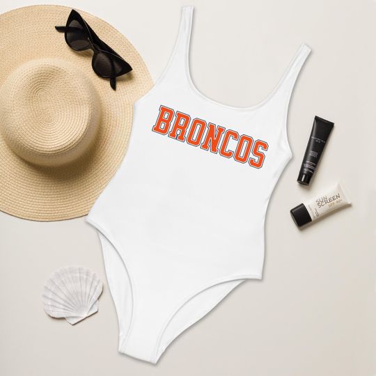 Broncos Football Swimsuit, Womens Game Day Bathing Suit, Sporty Fan Swimwear