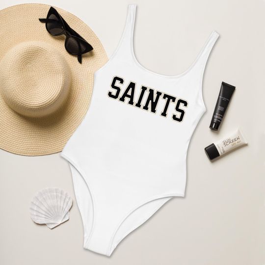 Saints Football Swimsuit, Womens Game Day Bathing Suit, Sporty Fan Swimwear