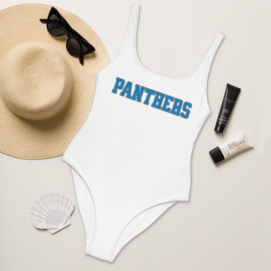 Panthers Football Swimsuit, Womens Game Day Bathing Suit, Sporty Fan Swimwear