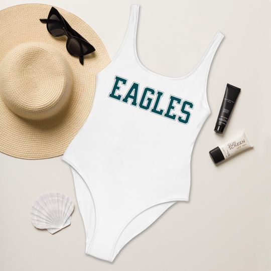 Eagles Football Swimsuit, Womens Game Day Bathing Suit, Sporty Fan Swimwear