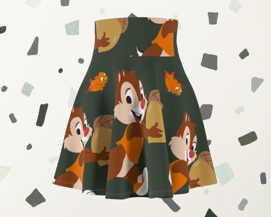 Dark Green Chip & Dale Running Skirt | Magical Running Skirt | Women's Skater Skirt