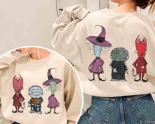 Nightmare Before Christmas Double-Sided Sweatshirt Jack & Sally Oogie Boogie