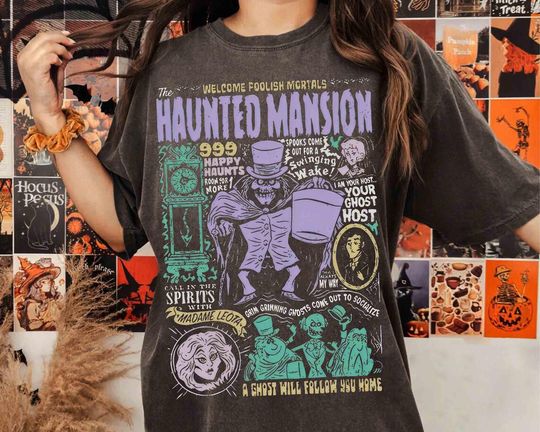 Retro Haunted Mansion T-Shirt, Disney Spooky Season Gothic Family Tee