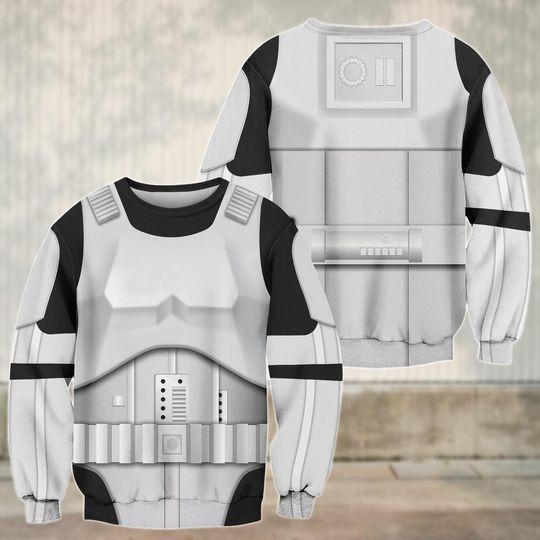 Stormtrooper Costume Sweatshirt, Star Wars Cosplay 3D Tshirt, Sci Fi Unisex Shirt, Movie Fan Gift, Halloween Costume Cosplay Gift