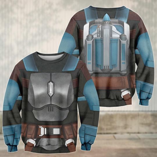 Bo Katan Costume Sweatshirt, Mandalorian 3D Shirt, Star Wars Pullover 3D Shirt, Armor Style Outfit, Galaxy Fan Gift, Halloween Gift
