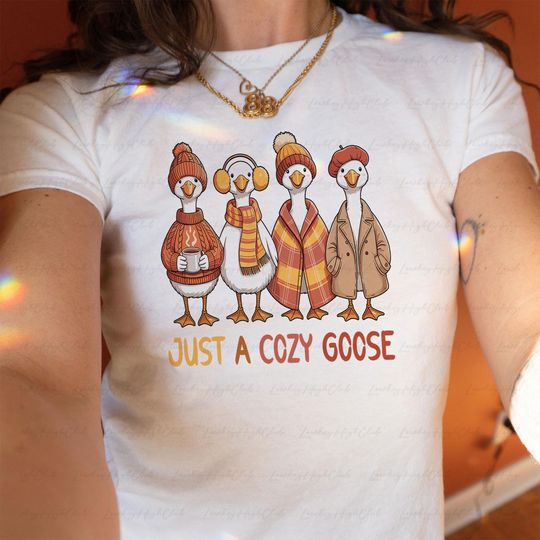 Coquette Cozy Goose Baby Tee, Rustic Silly Goose Thanksgiving Baby Tee