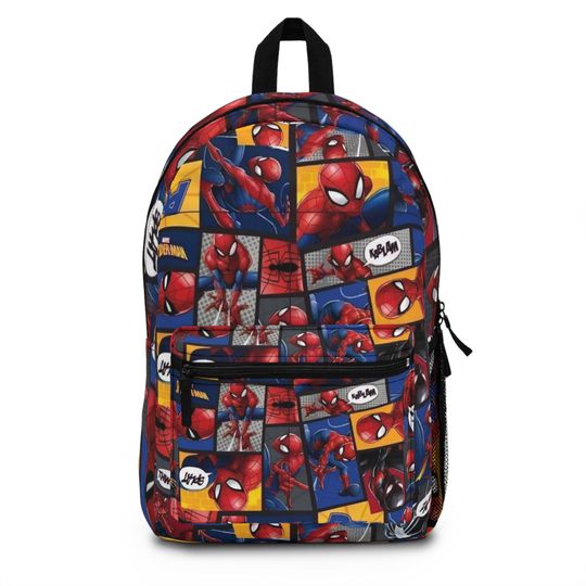 Spider-Man Comic Backpack, Superhero School Bag, Kids' Daily Use, Back to School Essentials, Spiderman Gift for Fans, Marvel Merchandise
