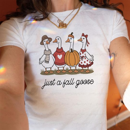 Just A Fall Goose Baby Tee, Coquette Silly Goose Baby Tee