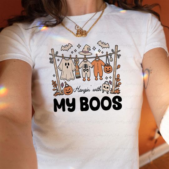 Hangin With My Boos Baby Tee, Coquette Spooky Goose Baby Tee