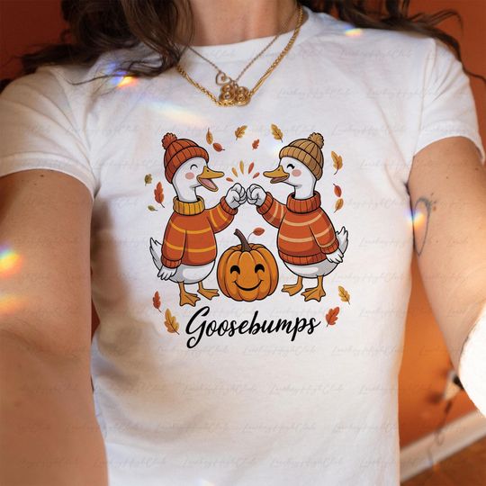 Coquette Goosebumps Baby Tee, Silly Goose Thanksgiving Baby T-Shirt