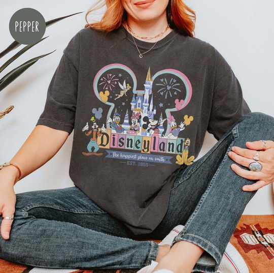 Retro Disneyland Est 1955 T-Shirt, Vintage Disneyland Shirt, Happiest Place On Earth Shirt, Disney Family Trip , Disney 2025 Shirt