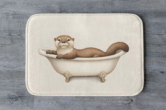 Otter Bath Mat, Cute Animal Bathroom Rug, Whimsical Otter Decor, Funny Shower Mat, Otter Floor Mat, Otter Lover Gift
