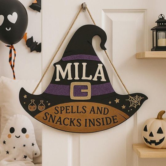 Personalized Halloween Door Signs, Spooky Wall Hangings  Cute Spooky Dcor for Kids Room, Classroom, or Party