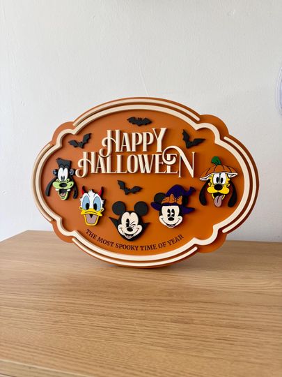 Happy Halloween Sign | Mickey and Friends Halloween Sign | Halloween Mickey Sign | Disney Halloween Decor
