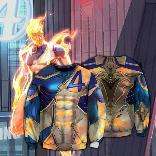 MCU Rival Fantastic Four 3D Full Over Print Hoodit, Johnny Storm Fantastic Four Shirt, Fantastic 4 Costumes Over Print Sweatshirt