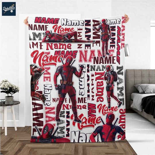 Personalized Deadpool Fleece Blanket, Birthday Gift, Baby Shower, Gift for Boy and Girl