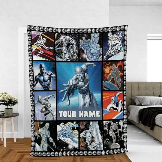 Personalize Disney Fantasic Four Silver Surfer Blanket, Super Hero Blanket, Superhero Baby Blanket