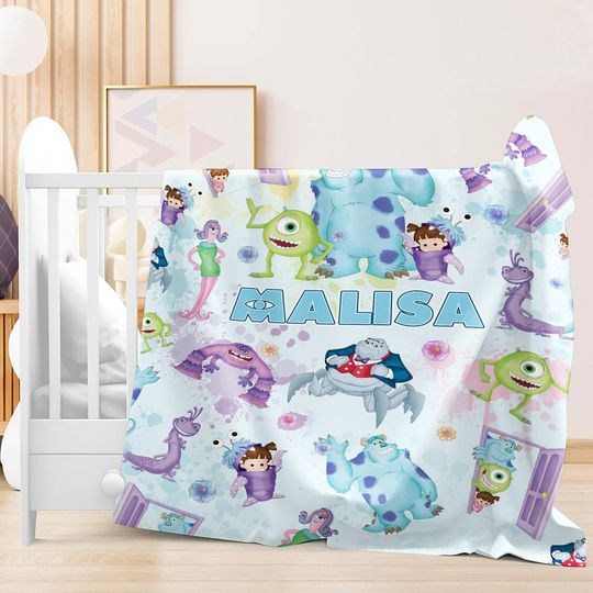 Personalized Monsters Inc Fleece Blanket, Monsters University Blanket, Monsters Inc Characters Blanket, Blanket for Kids, Home Decor