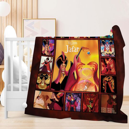 Jafar Aladdin Blanket, Disneyland Villains Blanket, Villains Jafar Aladdin, Disneyland Disneyworld Travel Blanket Gifts