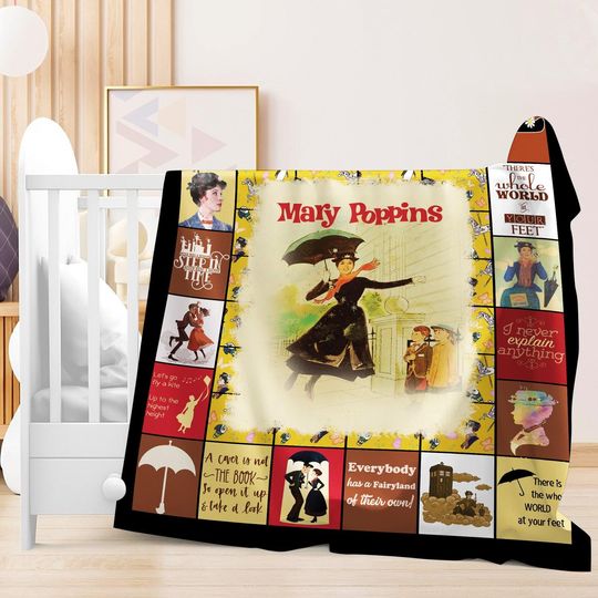 Mary Poppins Fleece Blanket, Mary Poppins Bert Blanket for Bed Couch Sofa, Christmas Gifts, Vintage Movie Blanket