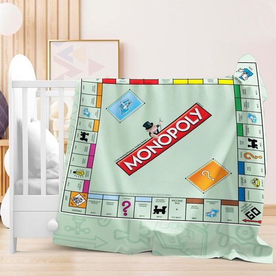 Monopoly Game Blanket, Monopoly Blanket, Monopoly Board Game Fleece Blanket, Boardgame Lover Gifts