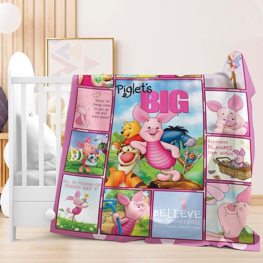 Winnie The Pooh Piglet Fleece Blanket, Piglet Blanket, Winnie Pooh Piglet Blanket, Piglet Birthday Gifts Christmas Gifts