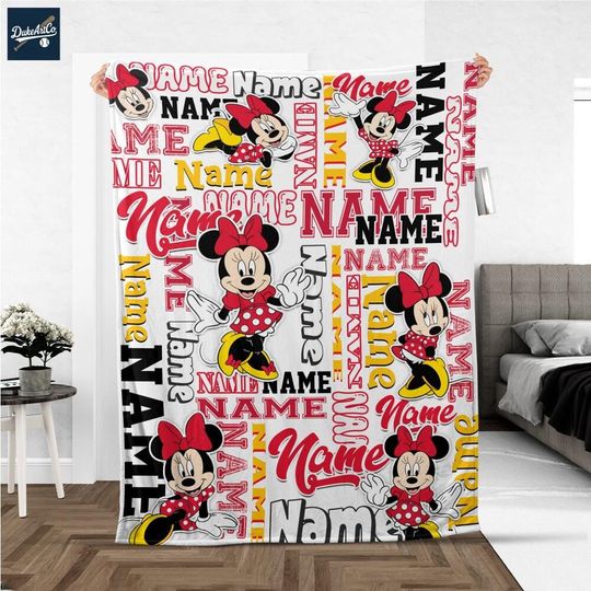 Personalize Minnie Mouse Fleece Blanket, Birthday Gift, Baby Shower, Gift for Boy and Girl