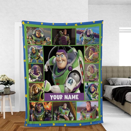Personalize Disney Toy Story Buzz Lightyear Fleece Blanket, Birthday Gift, Baby Shower, Gift for Boy and Girl