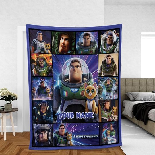 Personalize Disney Toy Story Buzz Lightyear Space Fleece Blanket, Birthday Gift, Baby Shower, Gift for Boy and Girl