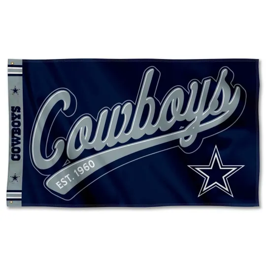 Dallas Football 3x5 ft Script Logo Flag - football Gift Banner