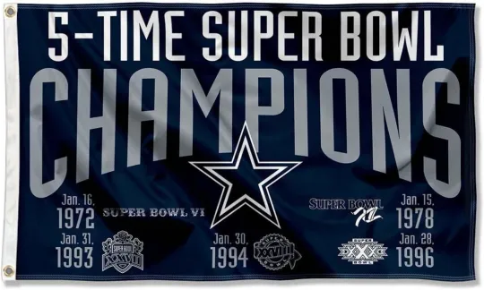 Dallas 3x5 ft flag 5-Time Super Bowl Champions Ideal football Gift Banner