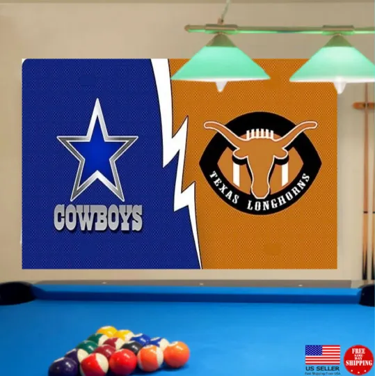 Dallas vs Texas Longhorns House Divided Flag 3x5 Flag Man Cave Tailgate