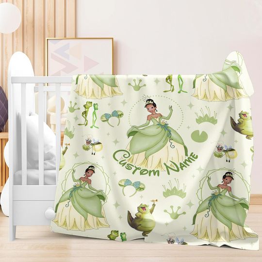 Personalized Tiana Princess Fleece Blanket, Tiana Princess, Princess and The Frog Blanket, Disneyland Princess Blanket, Gifts for Girls